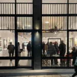 Night facade of Gallery Genesis during the solo exhibition "The Breath of the Void" by Andreas Ventouris Ippokratous 121