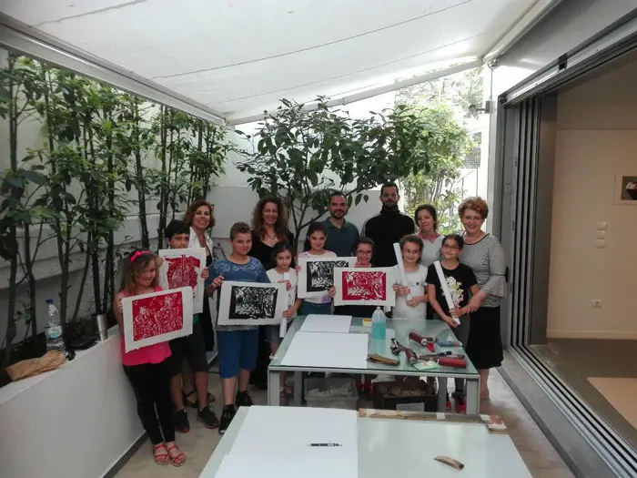 Andreas Ventouris - Woodcut Etching Printing Workshop - Felios Collection - Students and artworks
