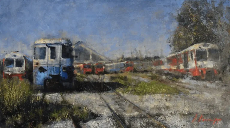 Andreas Ventouris - Trains in Kalamata - Awarded Oil Painting 2025